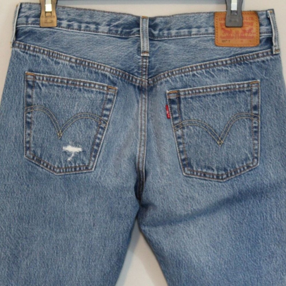 Levi's 501 T Floral Embroidered Tapered Jeans Medium Wash Women's Size 28 H11510 - Picture 7 of 12